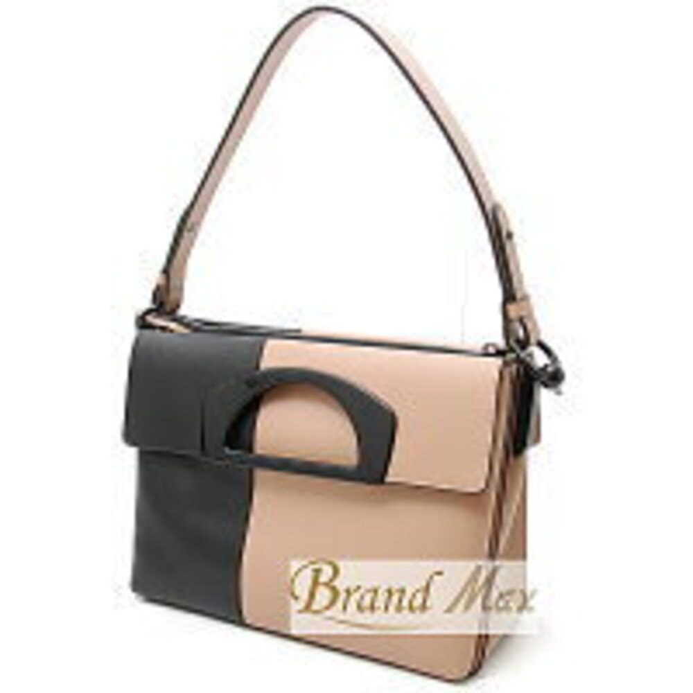 Christian Louboutin Calfskin Shoulder Bag Black Beige
